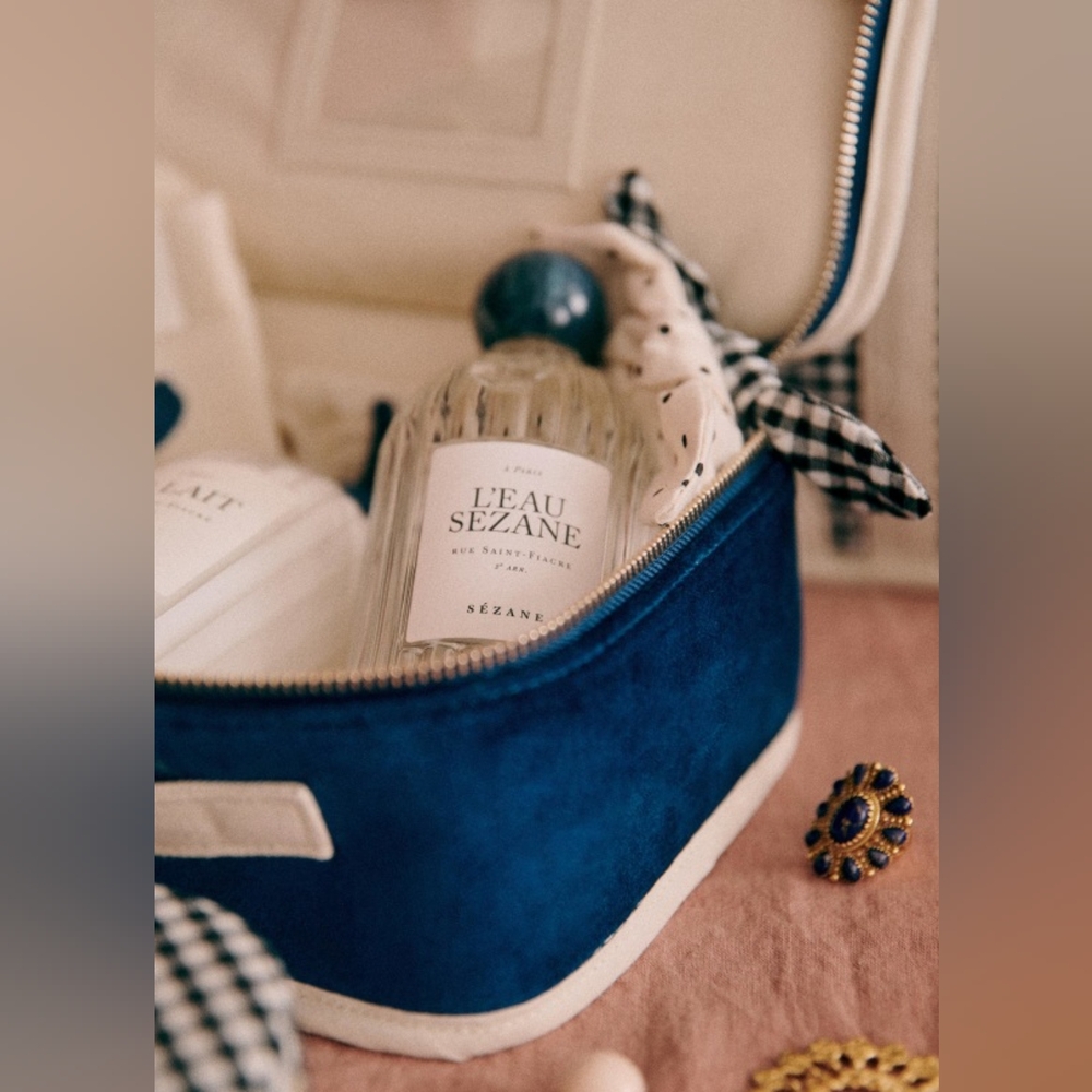 Sezane Mini Travel Bag in Blue Velvet - Picture 3 of 7